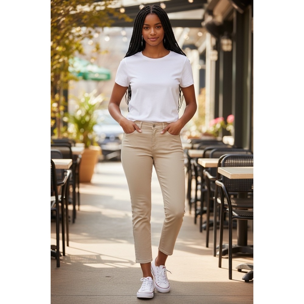 Simply Vera Vera Wang Womens 8P Tan‎ Khaki Capri Denim Cropped Jeans Petite